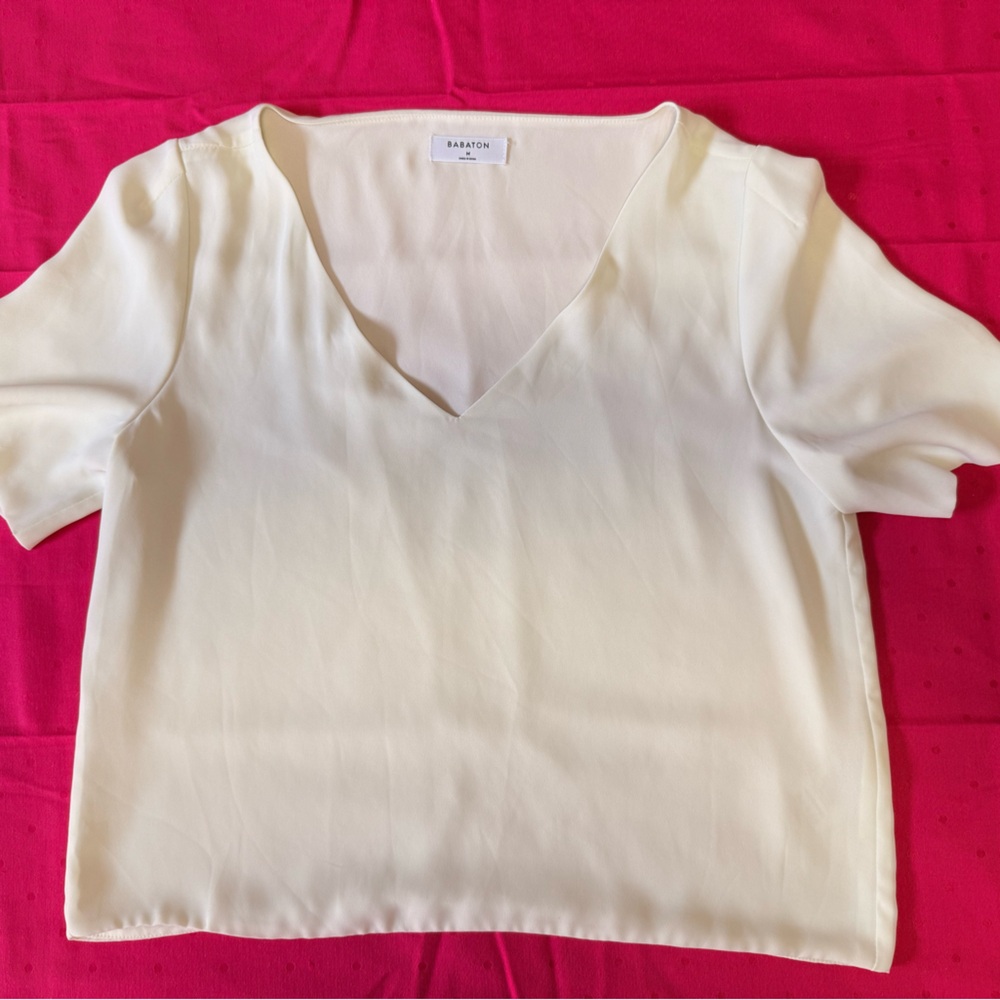 Babaton Aritzia Yellow/Cream V-neck Blouse